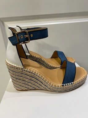 Cabi Style #6019 Blue Espadrille Wedge Sandals - Women